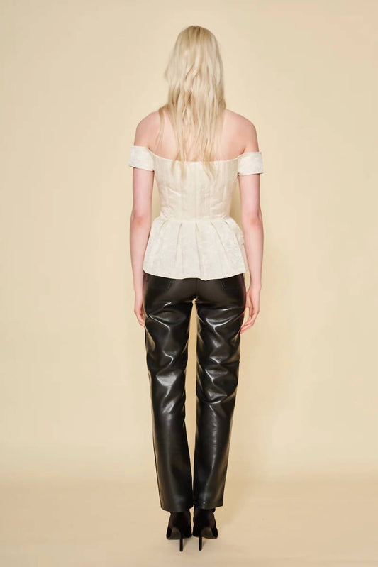 Leighton Jacquard Off The Shoulder Peplum Top