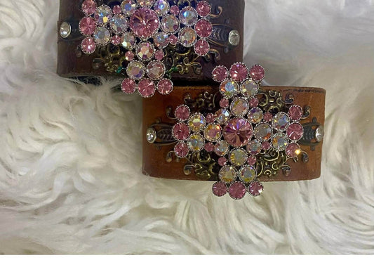 BFF Creations - Women's Rhinestone Cross Leather Cuff - Rack Hunt -