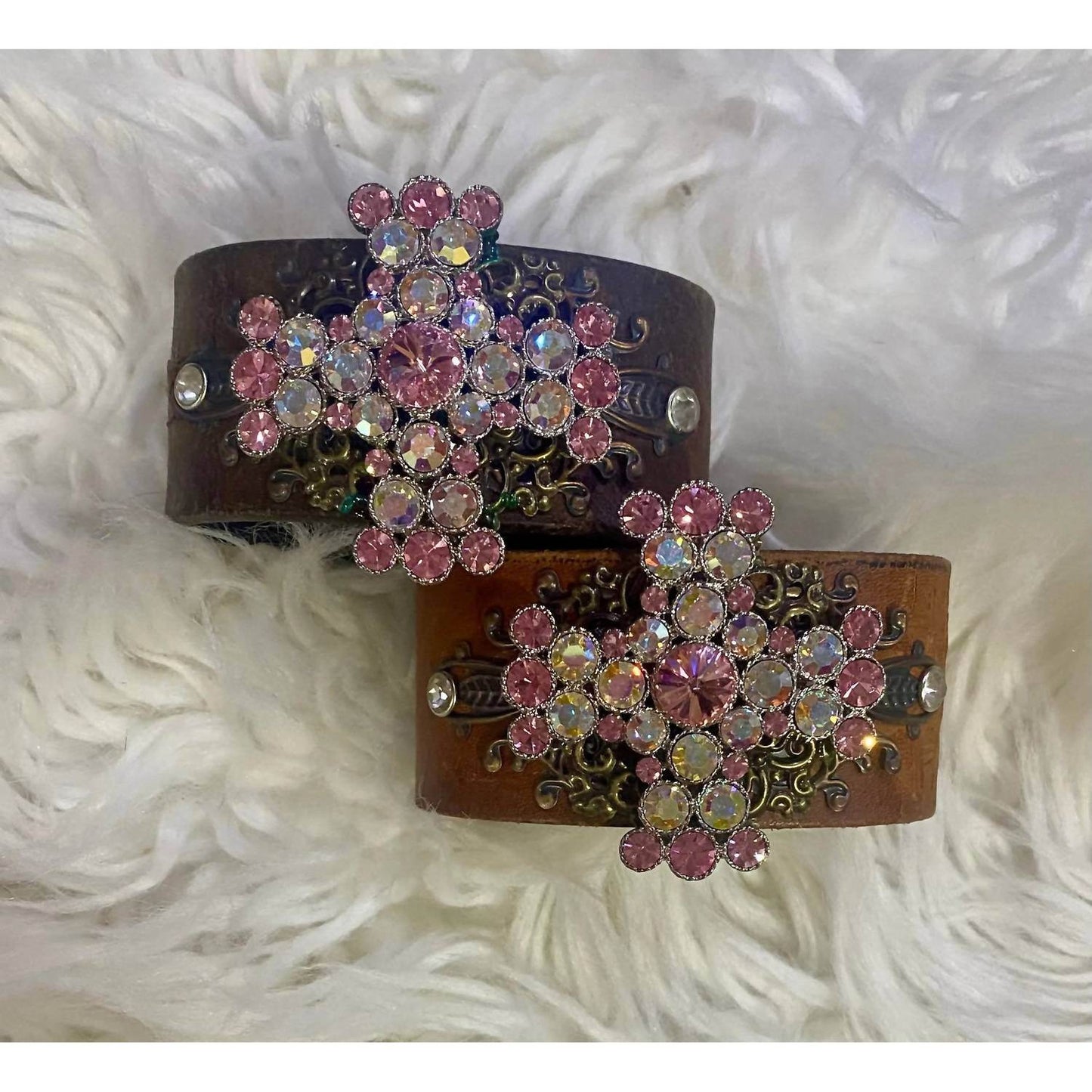 BFF Creations - Women's Rhinestone Cross Leather Cuff - Rack Hunt -