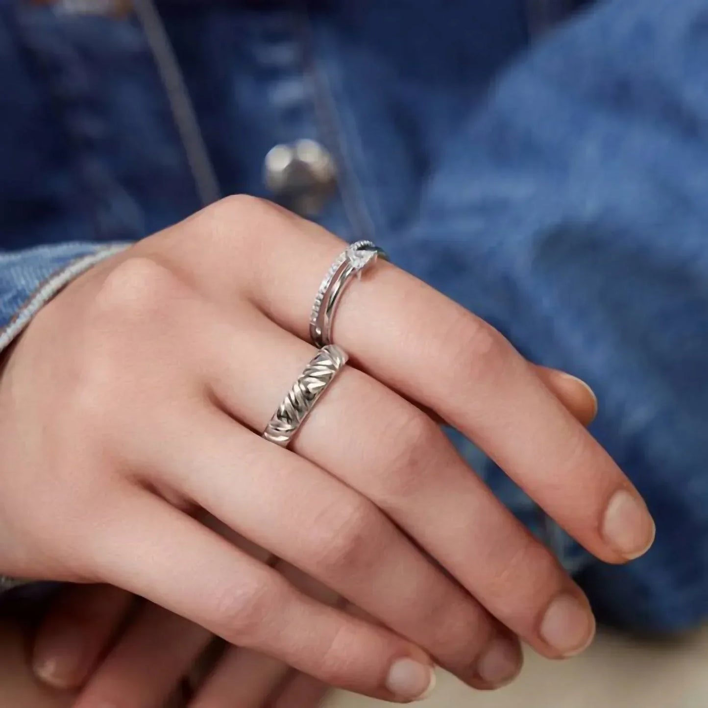 Ania Haie - Women's Double White Triangle Stacker Ring - Rack Hunt