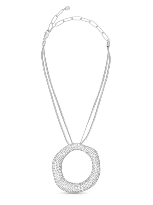 Women's Open Circle Pave Necklace
