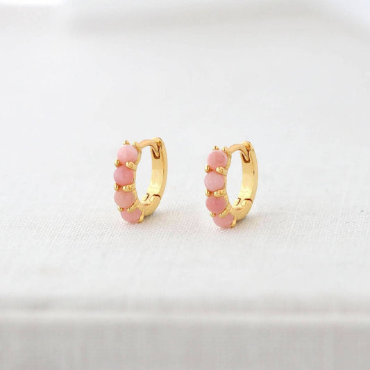 Women's Opal Huggie Hoop Earrings