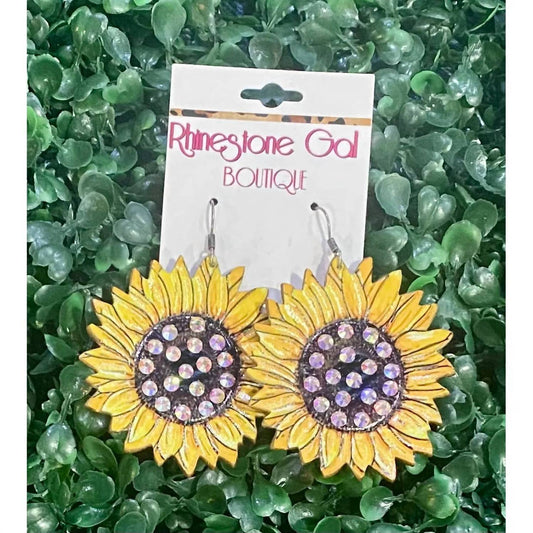 Women's Sunflower Rhinestone Earrings