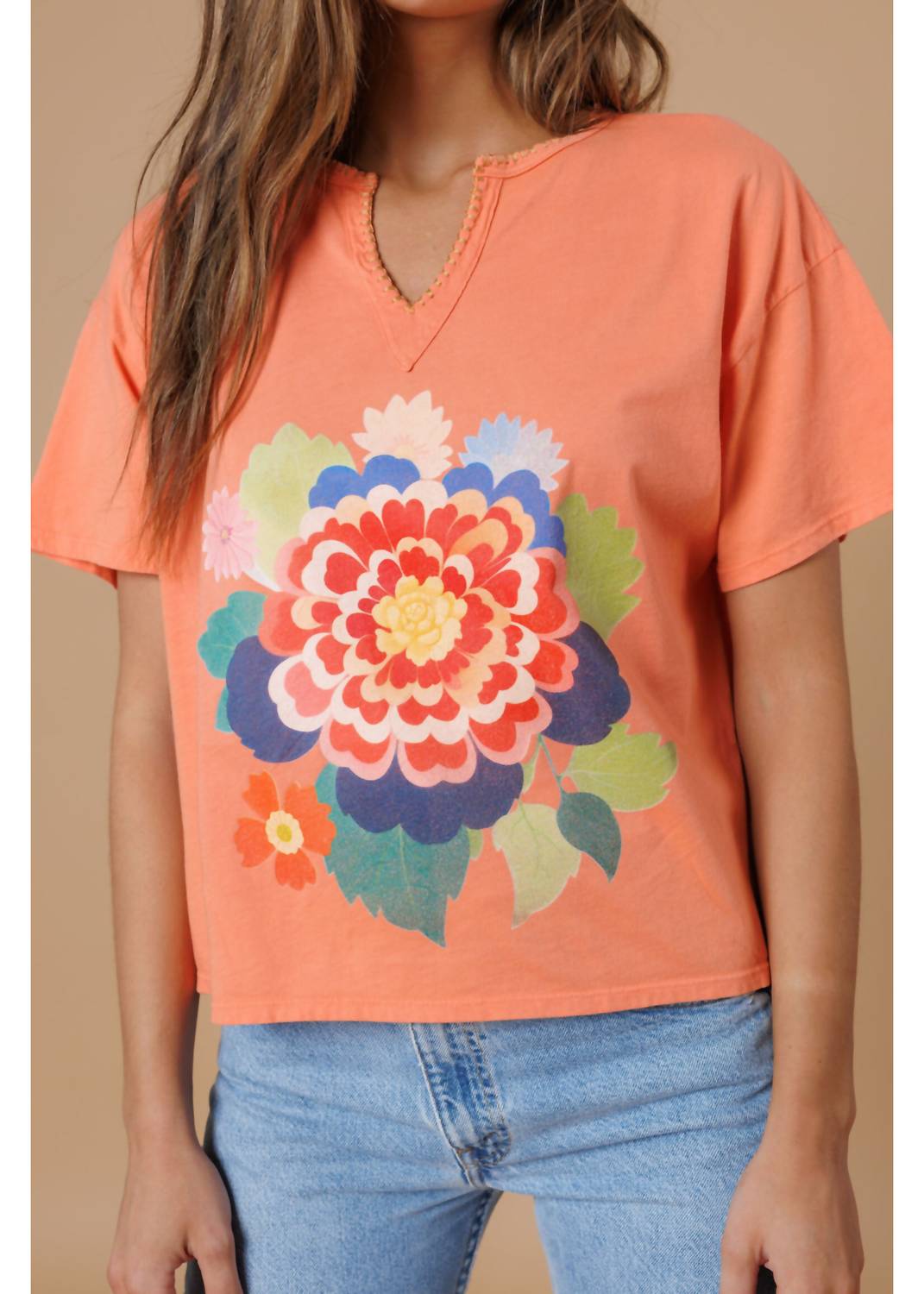 Big Bloom Split Neck Tee
