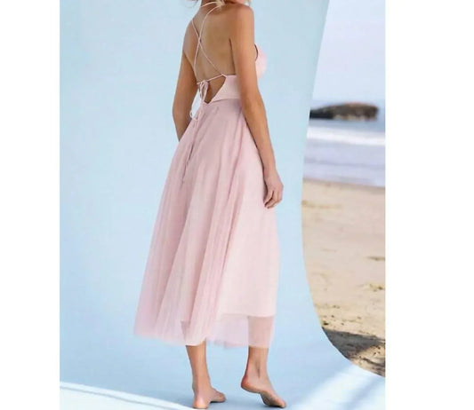 Cupshe - Madison Beach Wedding Honeymoon Tulle Tie Back Maxi Dress - Rack Hunt