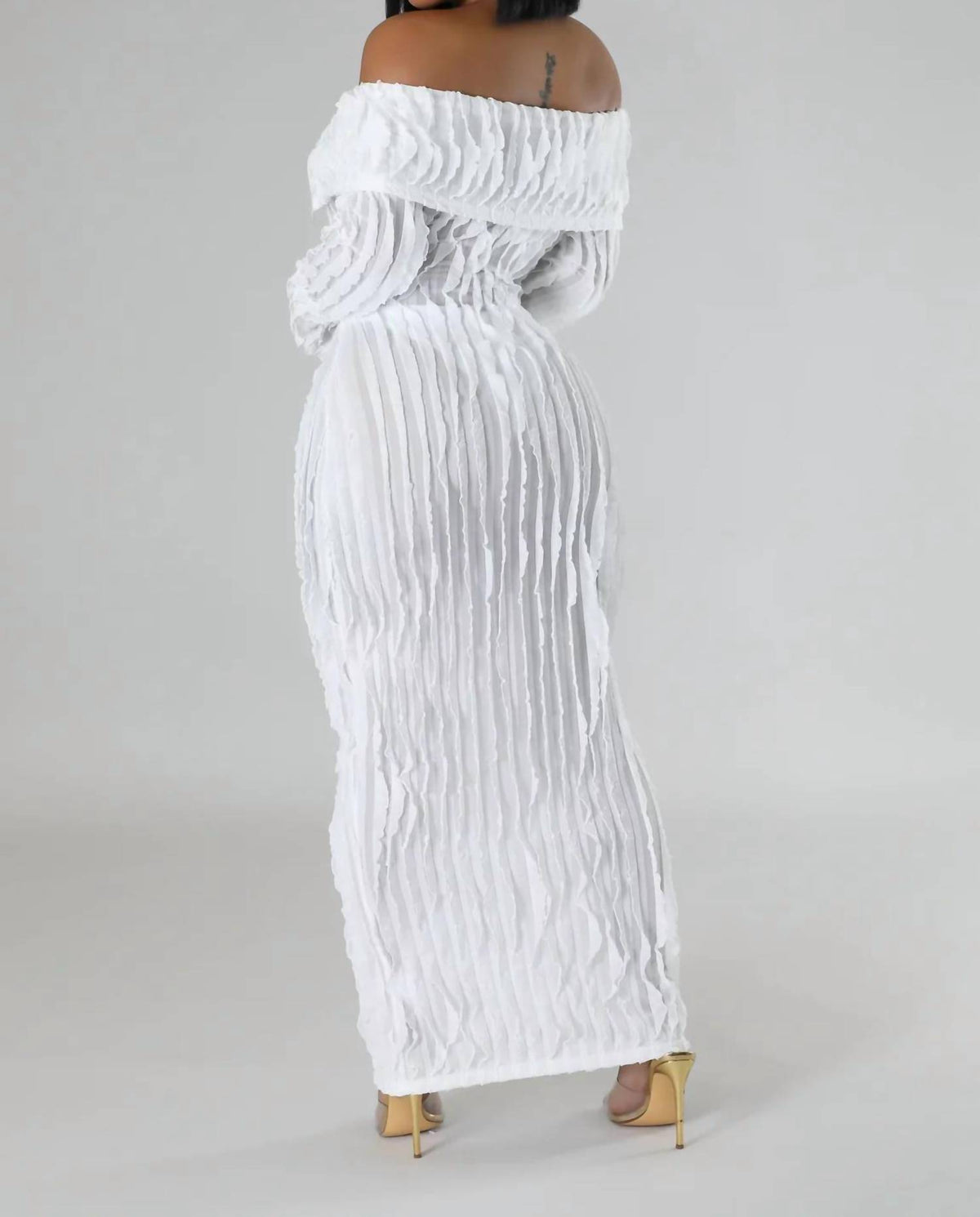 Kaia Sheer Ruffle Midi Dress