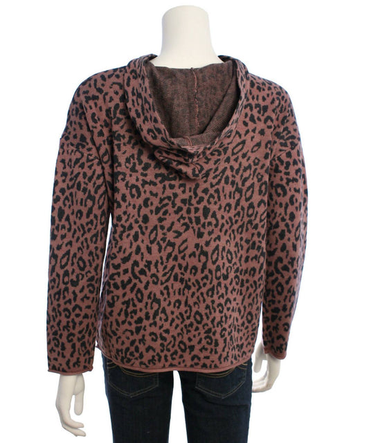 Women's Leopard Print Hoodie Sweater