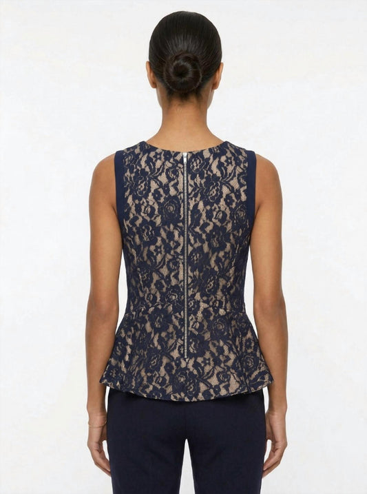 Sleeveless Floral Lace Peplum Top