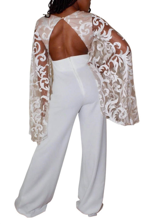 Rubber Ducky - LACE CAPE WIDE LEG JUMPSUIT - Rack Hunt -