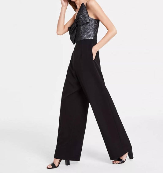 Oversized Bow Jacquard Jumpsuit