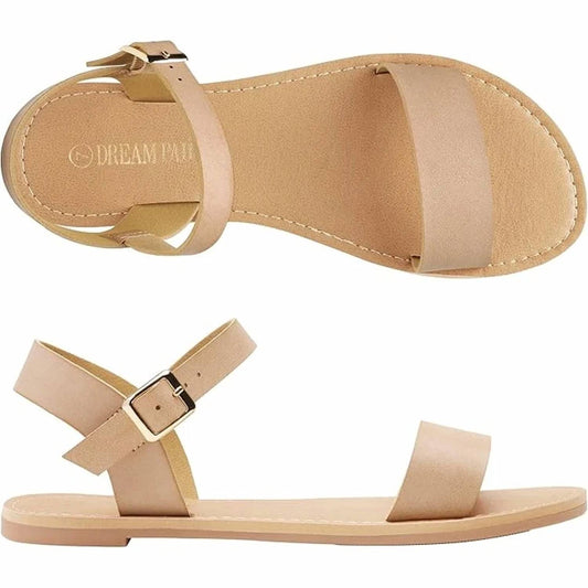 Women's Ankle Strap Open Toe Band Flat Sandals
