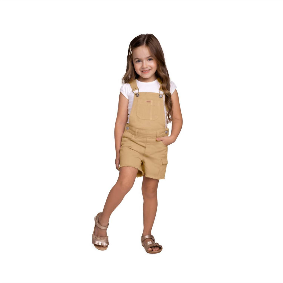 Girl's Frayed Detailing Overalls