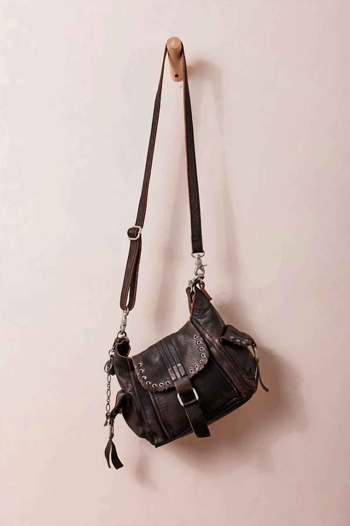 Baby Leigh Distressed Leather Hobo Handbag