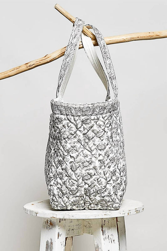 Women's Hand Block-printed Quilted Floral Tote Bag