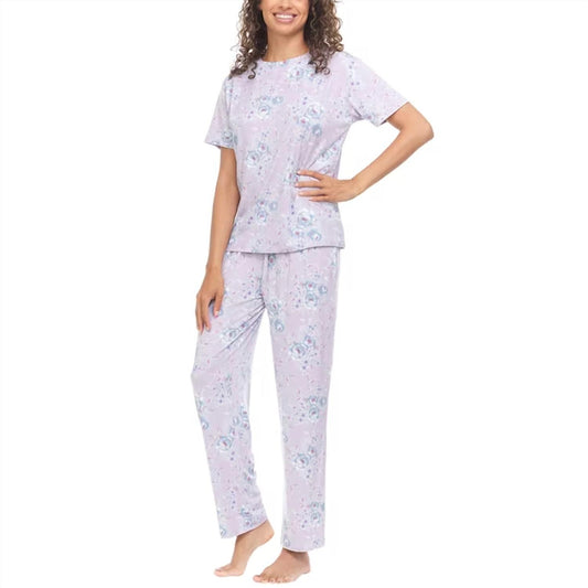 Printed Notch Collar Pajama Set