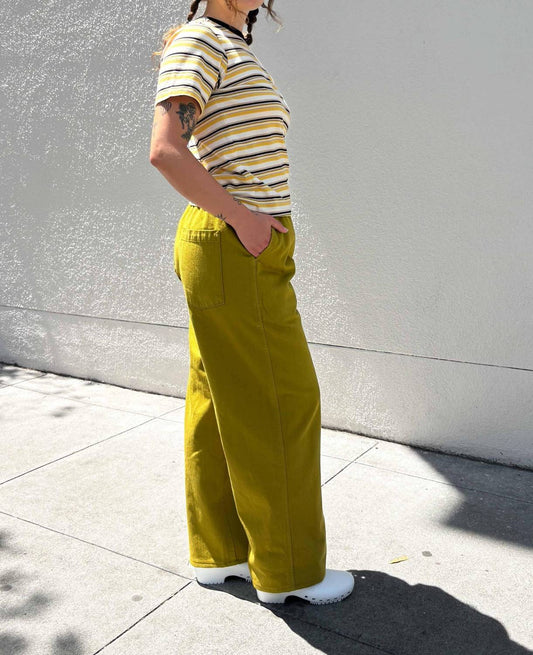 Gravel & Gold Women's Rockaway Short Sleeve Tee in Goldfinch Stripe - view 2