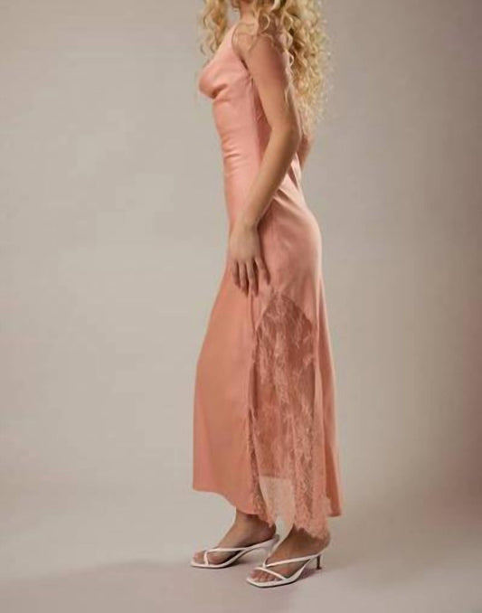 Giana Satin & Lace Midi Dress