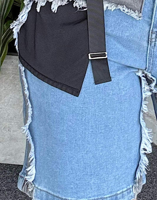 Colorblock Patch Denim Shorts