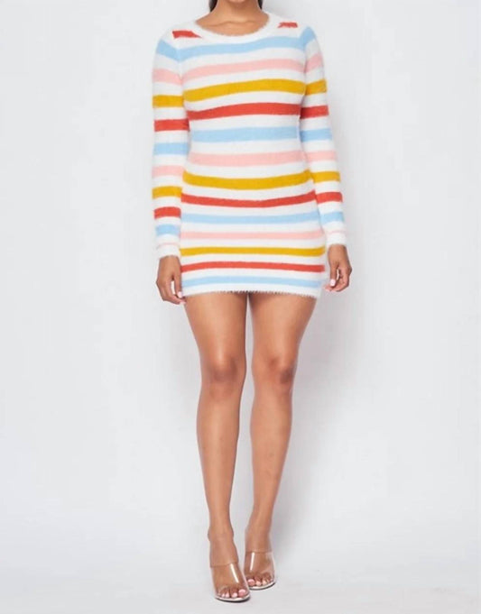 Dee Dee Stripe Fuzzy Knit Dress