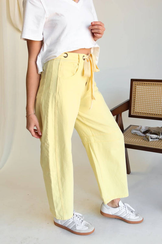 How Very Loved Women's Delilah Denim Barrel Jeans in Yellow - view 2
