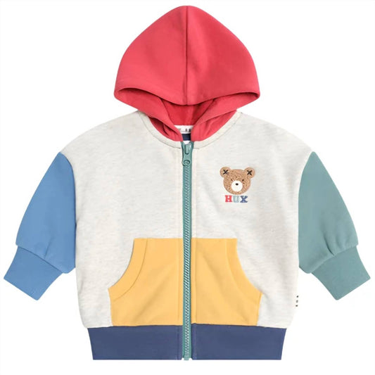 Boy's Huxbear Colorblock Zip Up Hoodie