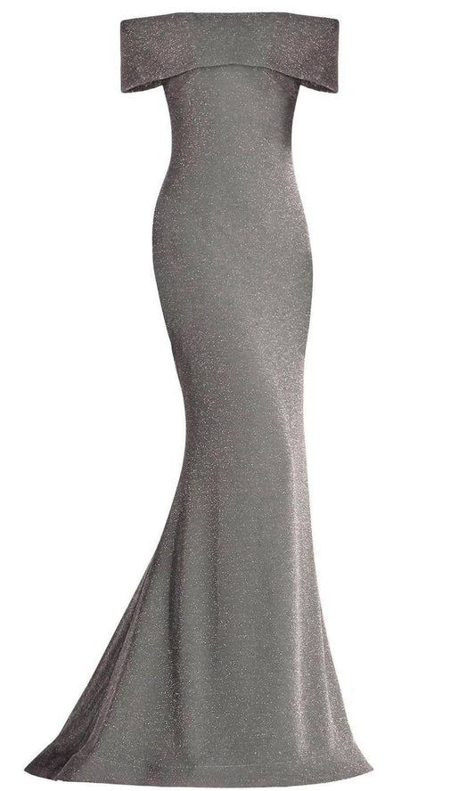 Fold-over Off-shoulder Prom Gown