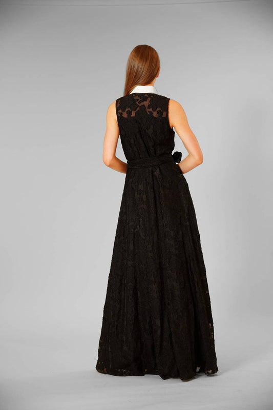Sleeveless Burnout Shirt Dress With Sash