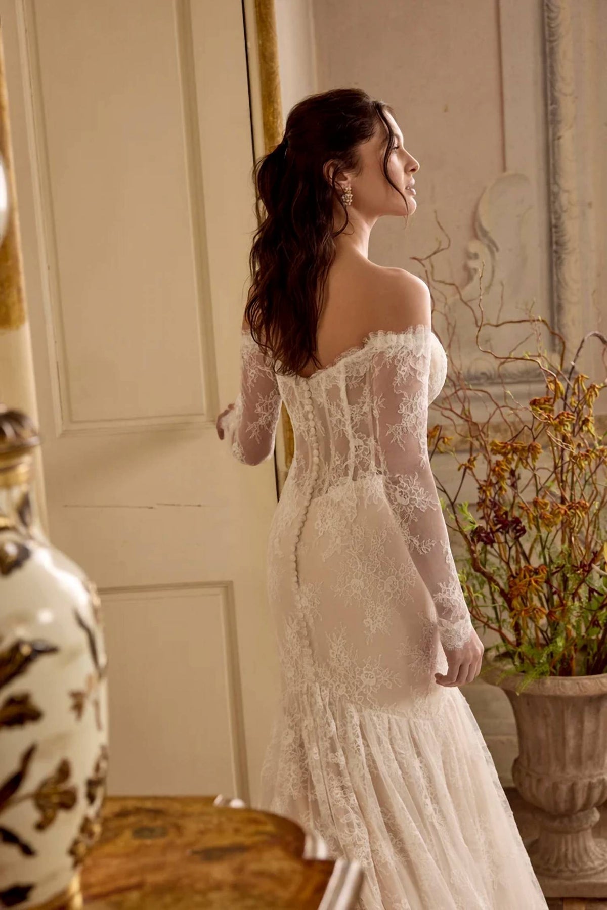 Lolita Allover Corded Lace Mermaid Gown With Sheer Bodice