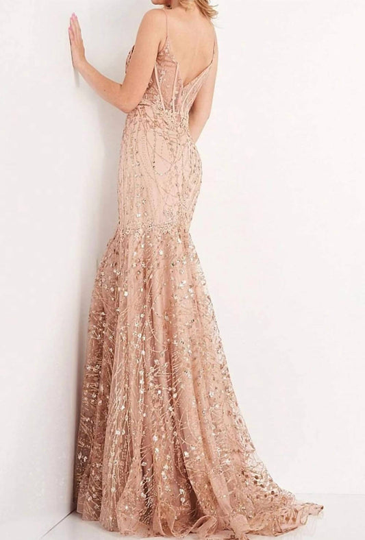 Lace Embellished Prom Dress