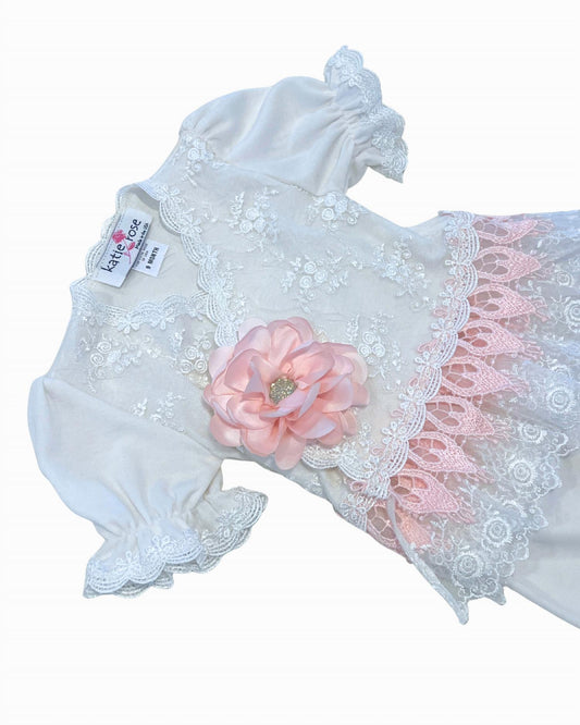 Girl's Aria 2-Piece Lace With Flower Set