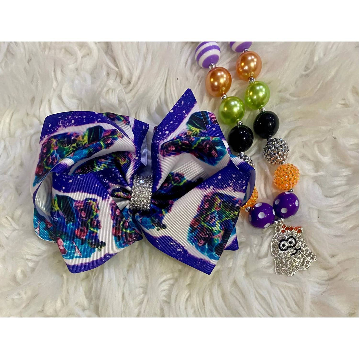 Girls Hocus Pocus Halloween Double Layer Hair Bow