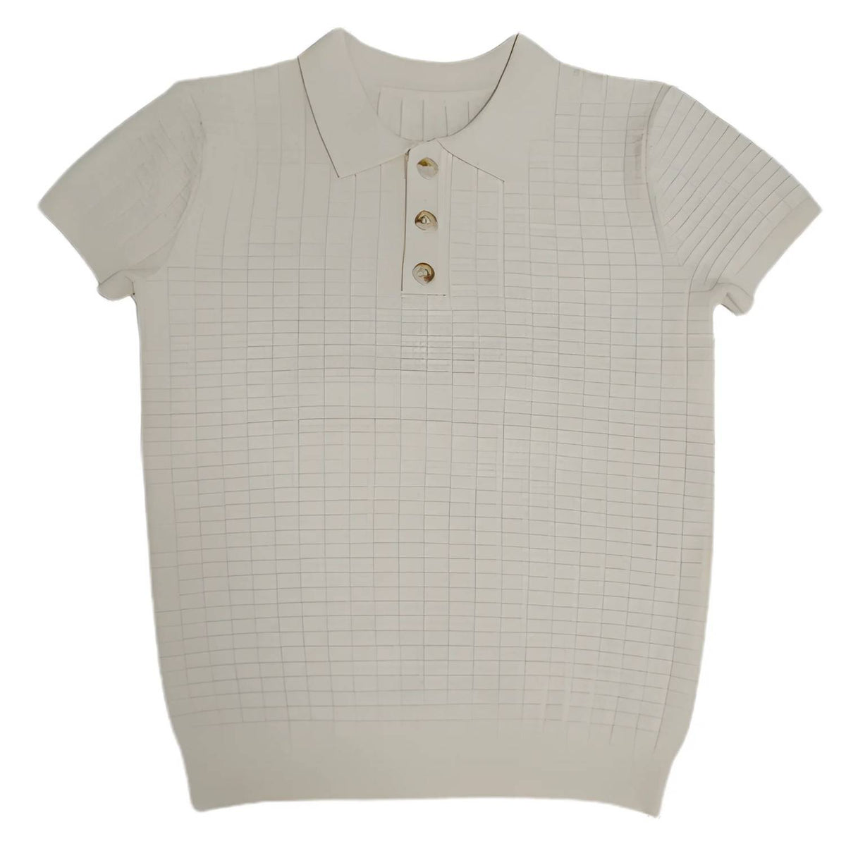 Kid's Textured Grid Short-sleeve Sweater Polo