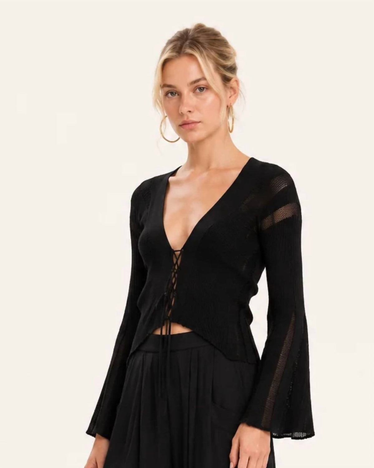 Bell Sleeves Knitted Cardigan