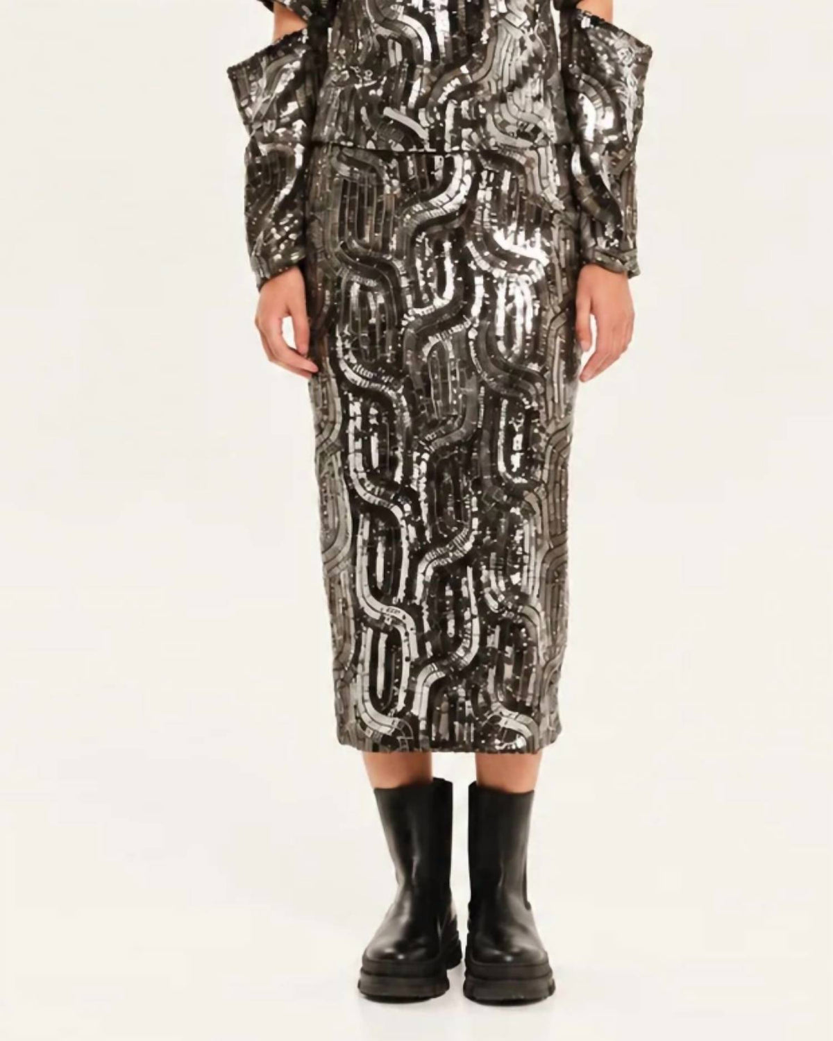 Luminous Cut-outs Midi Pencil Skirt