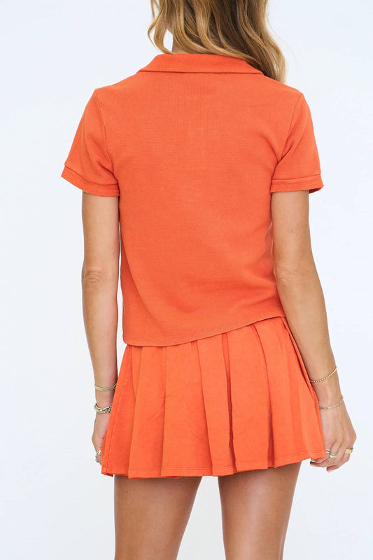 Polo Shirt Set With Pleated Flare Skort