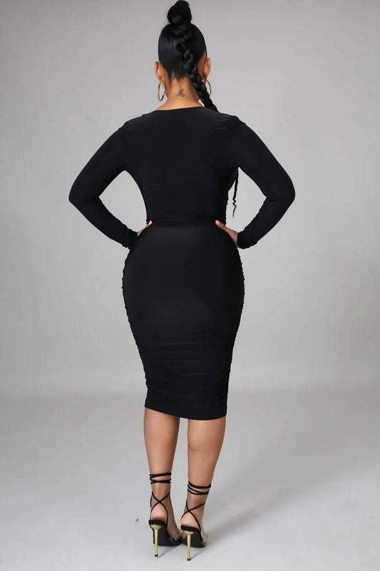 Don’t Ruch Me Ruched Midi Dress