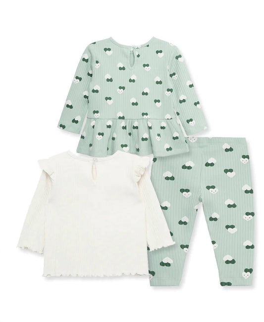 Kids Heart Rib Top And Pants Play Set