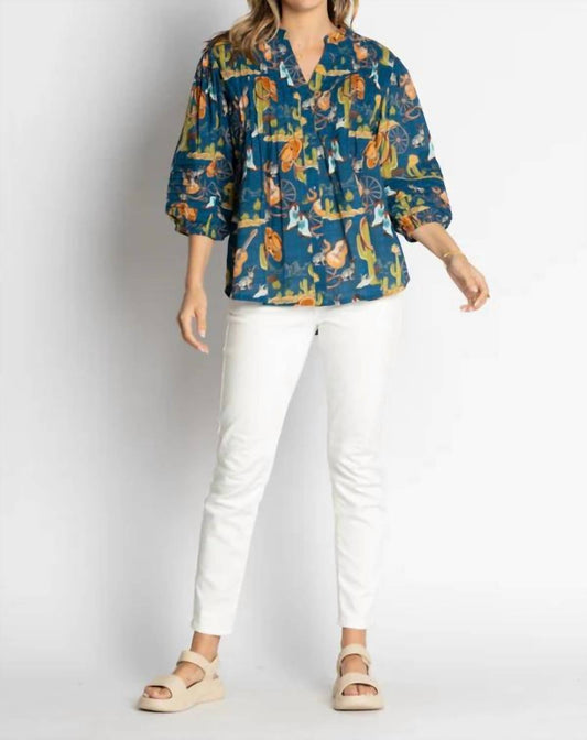 LulaLife Women's Hang Your Hat Pintuck Prairie Shirt in Navy - view 2