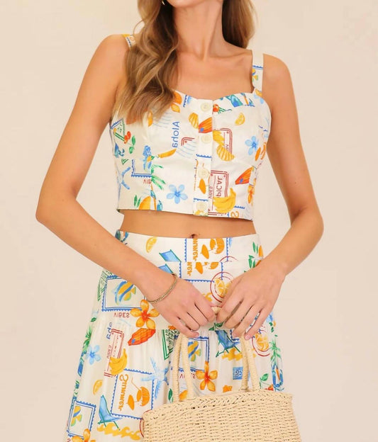Vacay Santorini Postcard Top & Maxi Skirt Set