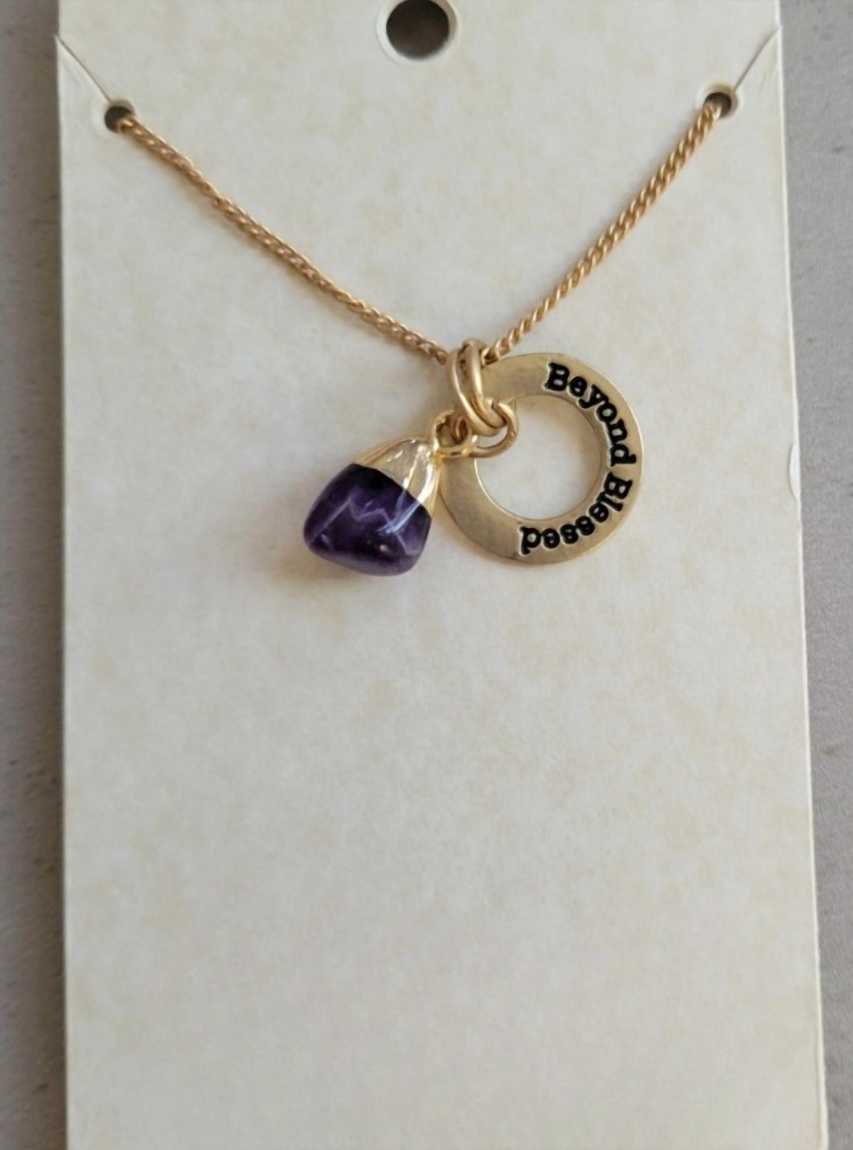 Women's Natural Amethyst Necklace With Beyond Blessed Charm