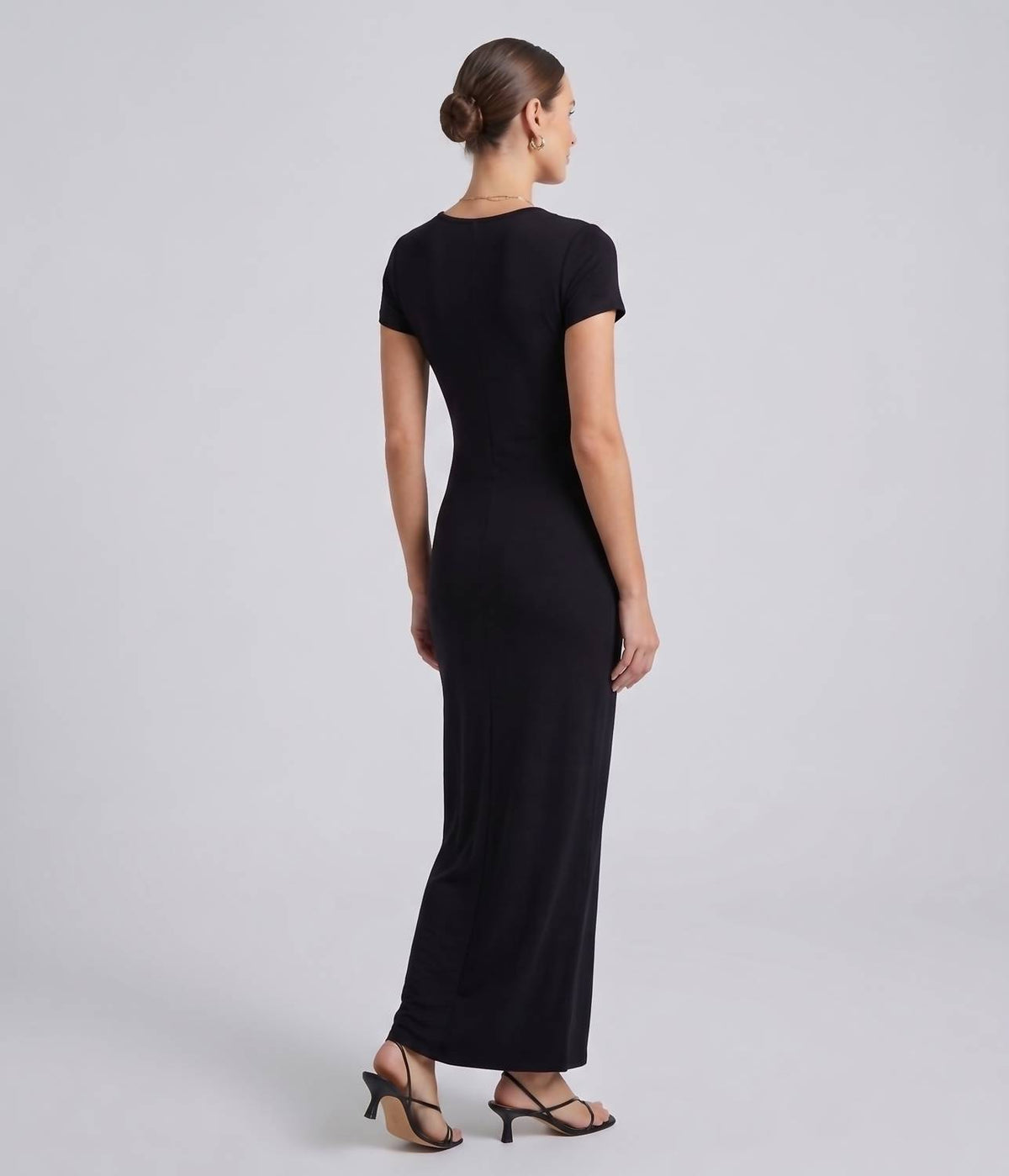 V-neck Short Sleeve Midi Dress