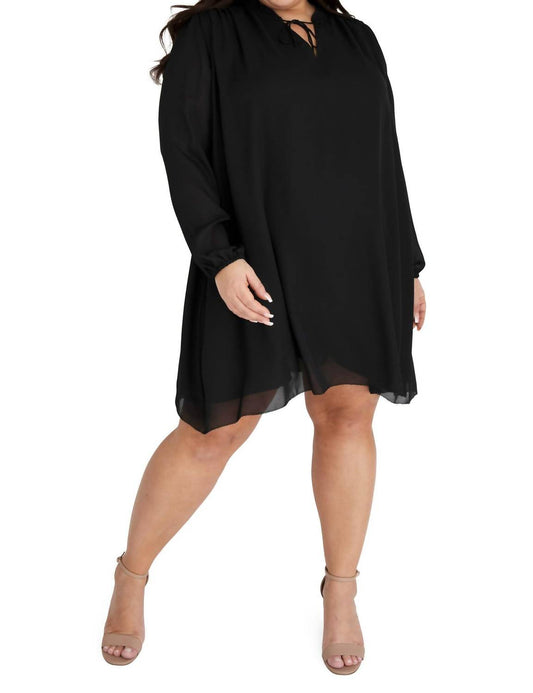 BISHOP SLEEVE TIE NECK DRESS