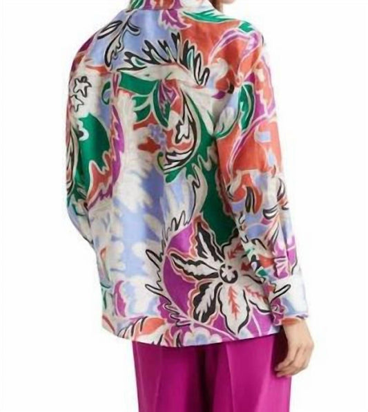 Printed Linen Short Blouse