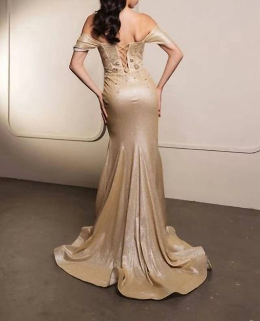 Sequin Applique Prom Gown