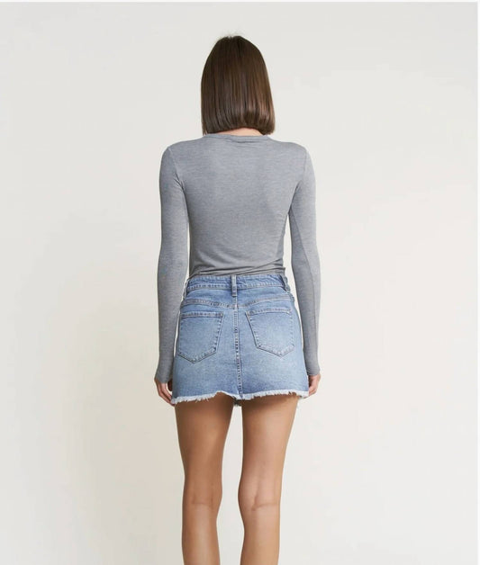 Mica Women's High Rise Denim Mini Skirt in Blue - view 2