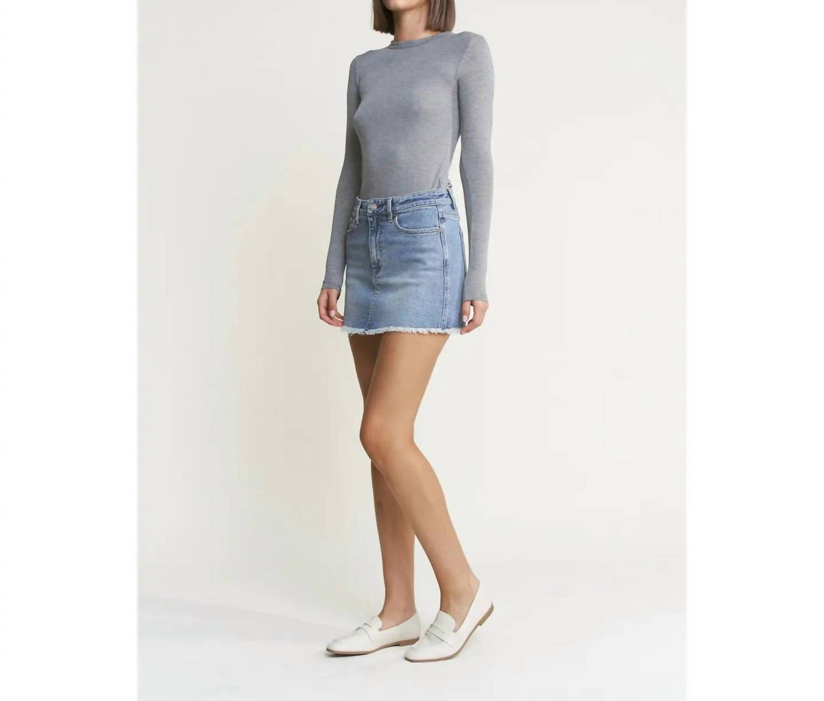 High Rise Denim Mini Skirt