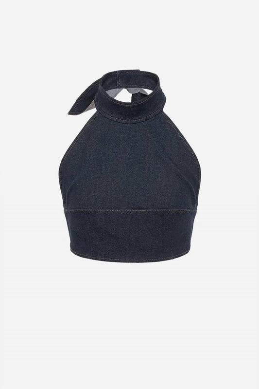 Bow-tie Halter Denim Bustier