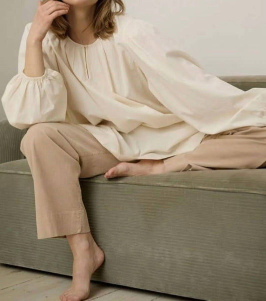 moshi moshi mind Women's Long-sleeve Poplin Tunic in Ecru - view 2
