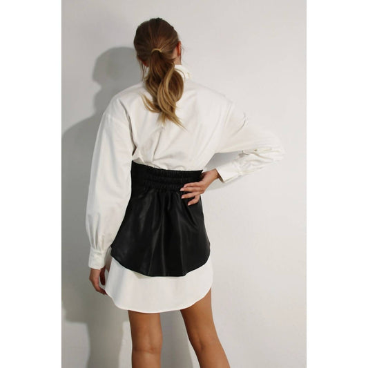 Ashlynn Shirt Dress with Vegan Leather Wrap Skirt