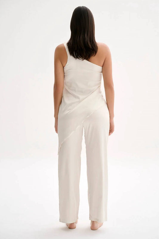 Calipso Asymmetric One-shoulder Silk Top